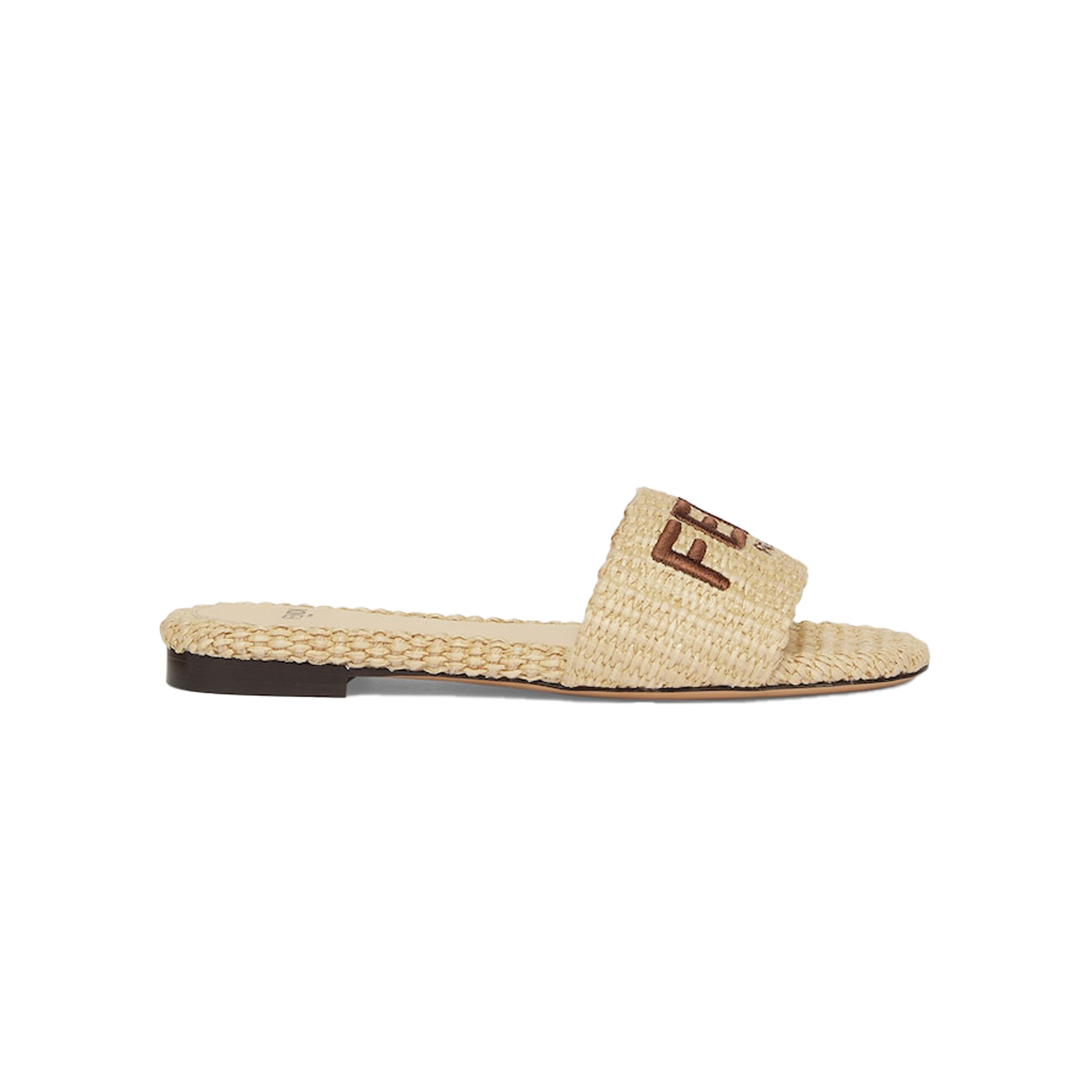 FENDI SIGNATURE NATURAL RAFFIA SLIDES 8R8092AORGF1P8S